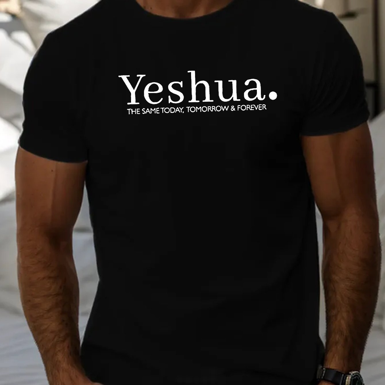 YESHUA Printed T-shirt, Casual Short Sleeved T-shirt