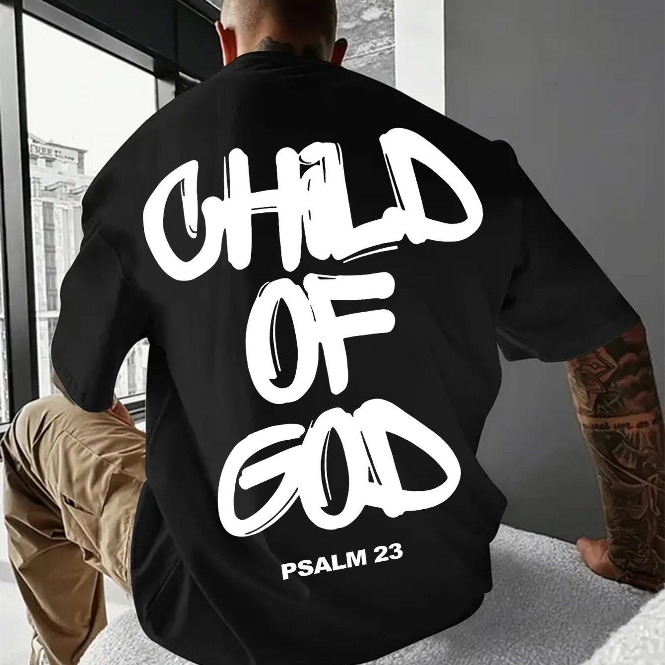 PSALM 23 Printed T-shirt, Casual Short Sleeved T-shirt