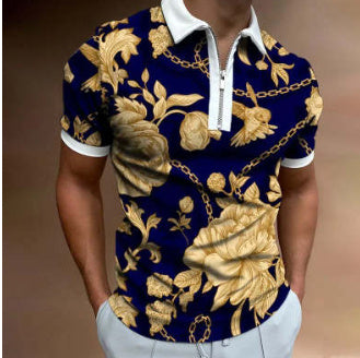 Men's POLO Shirt Striped Printed Short Sleeve T-Shirt